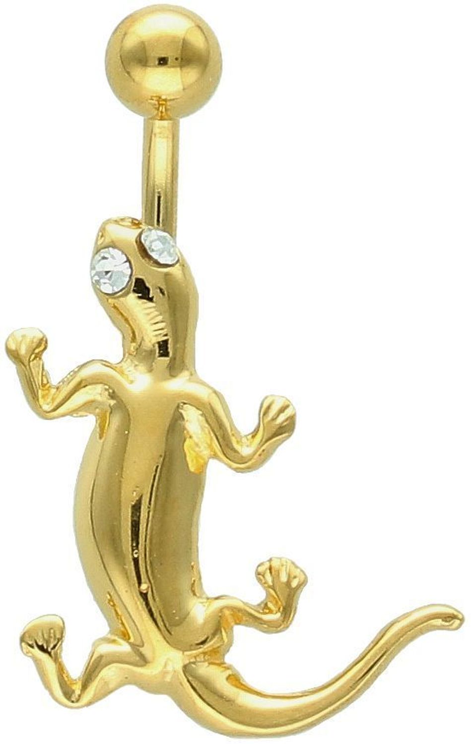 Kolczyk do pępka jaszczurka – pozłacane srebro 925 z białymi cyrkoniami.jpg